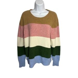 J. Crew Extra Soft Striped Sweater Womens L Crewneck‎ Colorblock Comfort Cozy